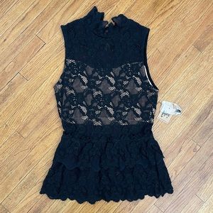 Nightcap Clothing Wisteria Lace Peplum Top